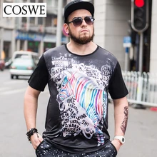 COSWE 6XL Summer Short T Shirts Men 3D Printed Unicorn Black T-Shirt Plus Size Fashion Mens Tshirt For Men Casual Male Tee Shirt