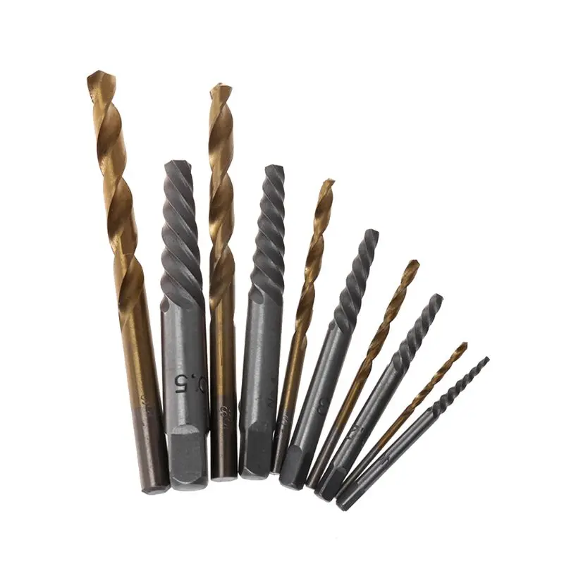 

10Pcs/Set Screws Extractors Left Hand Drill Bits Tool Kit Metal Storage Box Case Portable Wear Resistant