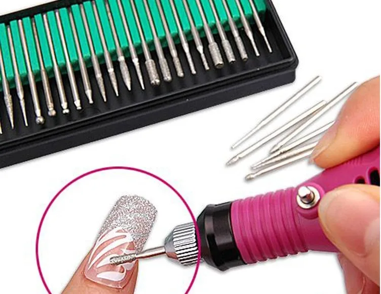 30Pcs Sanding Nail Grinding Head Nail Drill Bit Silver Plated Nail Art
