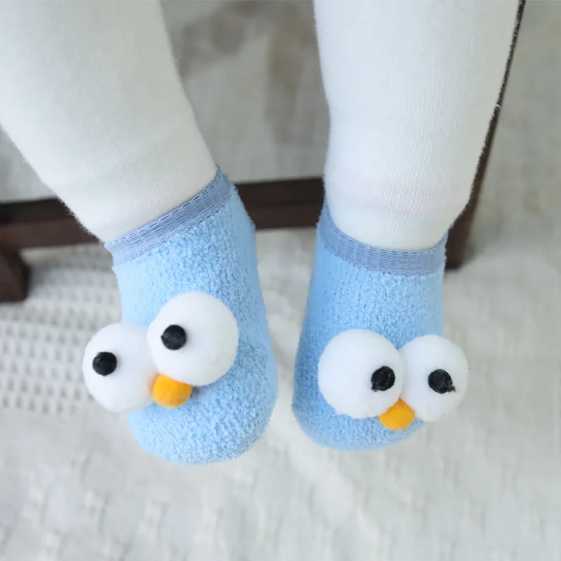 Милые детские носки с большими глазами мягкие Нескользящие весенне-осенние милые носки для малышей удобные носки-тапочки для малышей подходит для От 0 до 3 лет