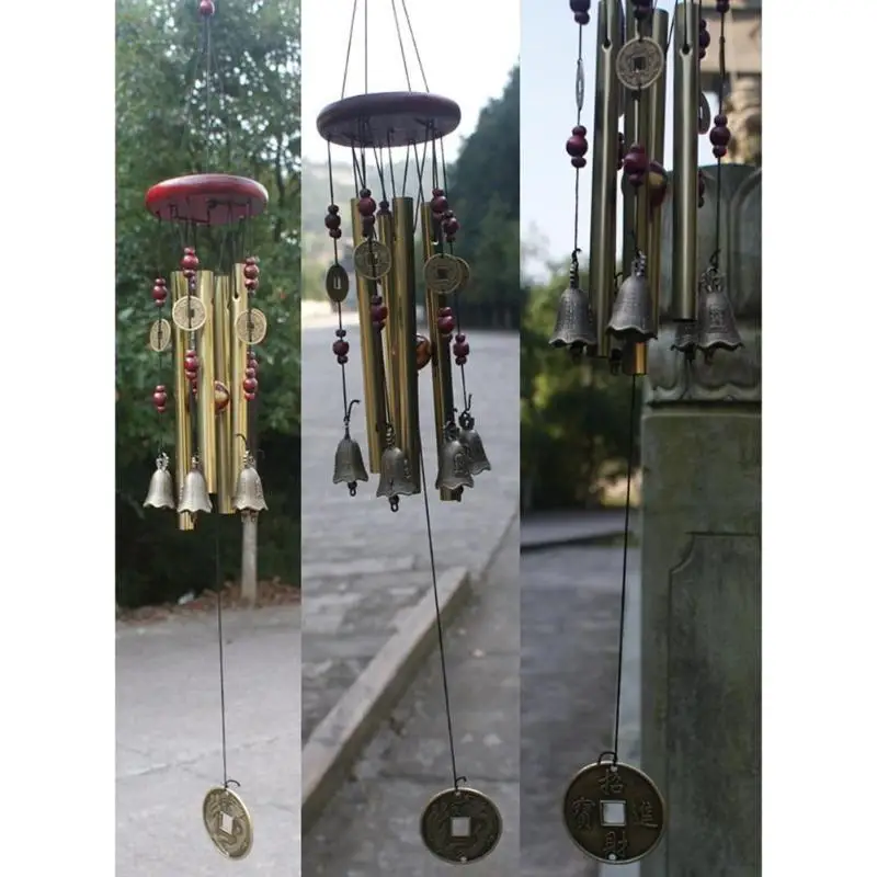 Классический античный колокольчик 4 трубки Windchime глубокий резонансный Часовня церковные колокольчики дверной подвесной год наружное украшение