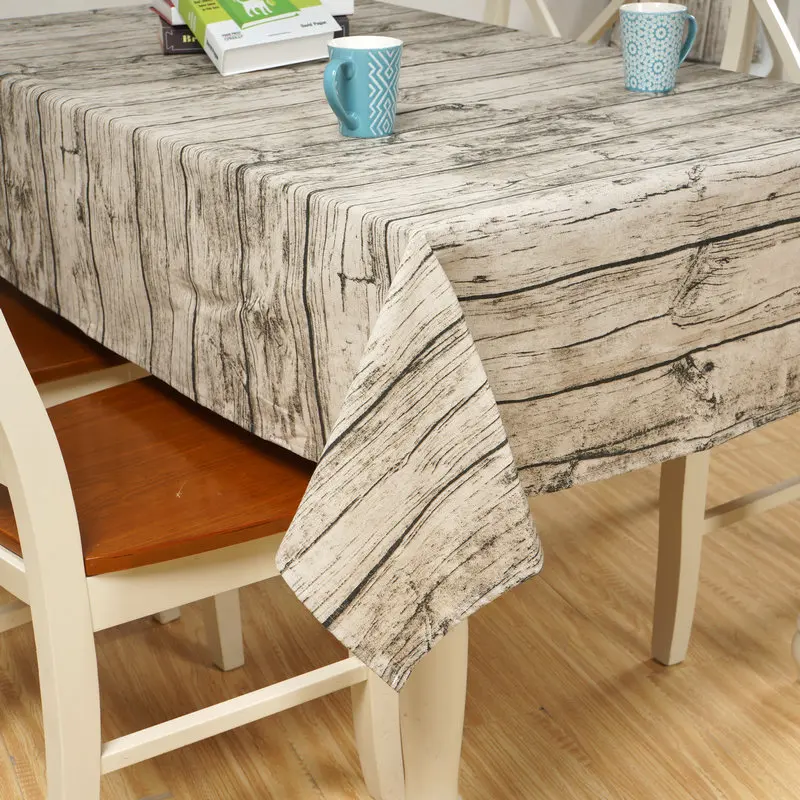 Vintage Wood Tablecloth Rectangle Cotton Linen Table Cloth Travel Tour