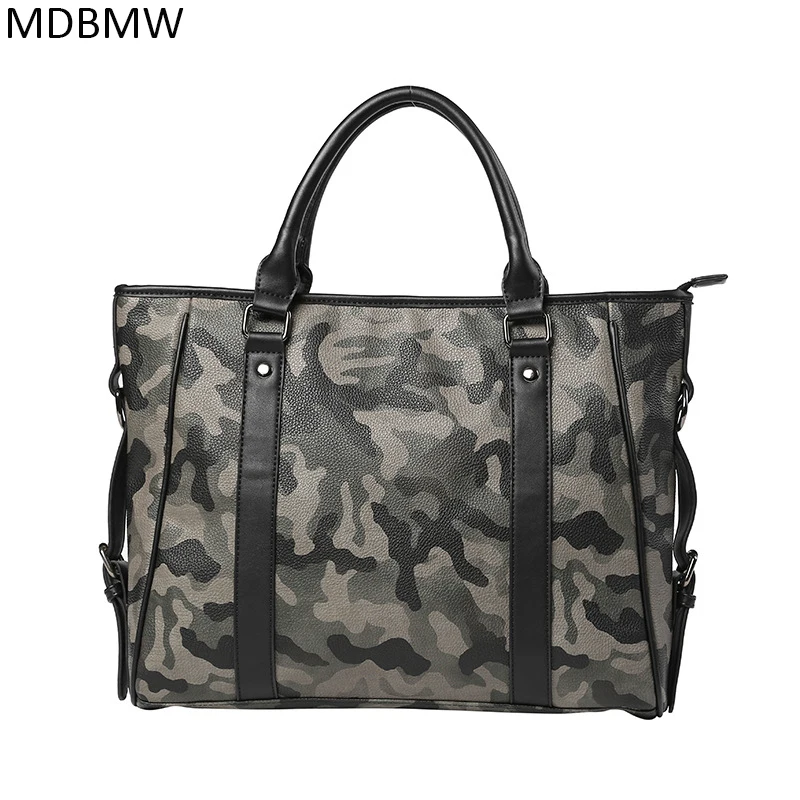 Quality Design Camouflage Leather Luggage Travel Duffle Bags Business