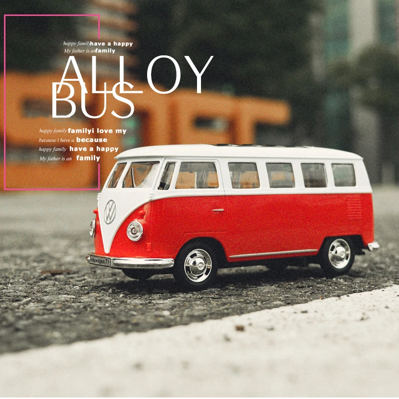 

1:32 VolkwagenTransport Bus 1950 Alloy Metal Car Pull Back Flashing Diecast Hot Toys For Children Wheels Birthday Collection