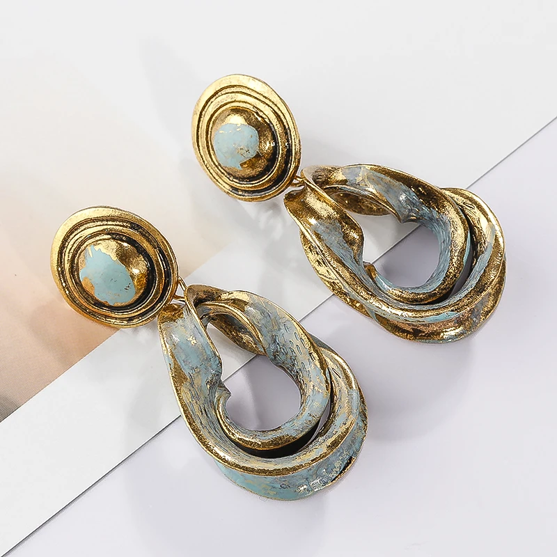 

Flashbuy Geometric Distressed Green Pine Drop Earrings For Women Geometry Rectangle Earings Wedding Party Jewelry Accessories