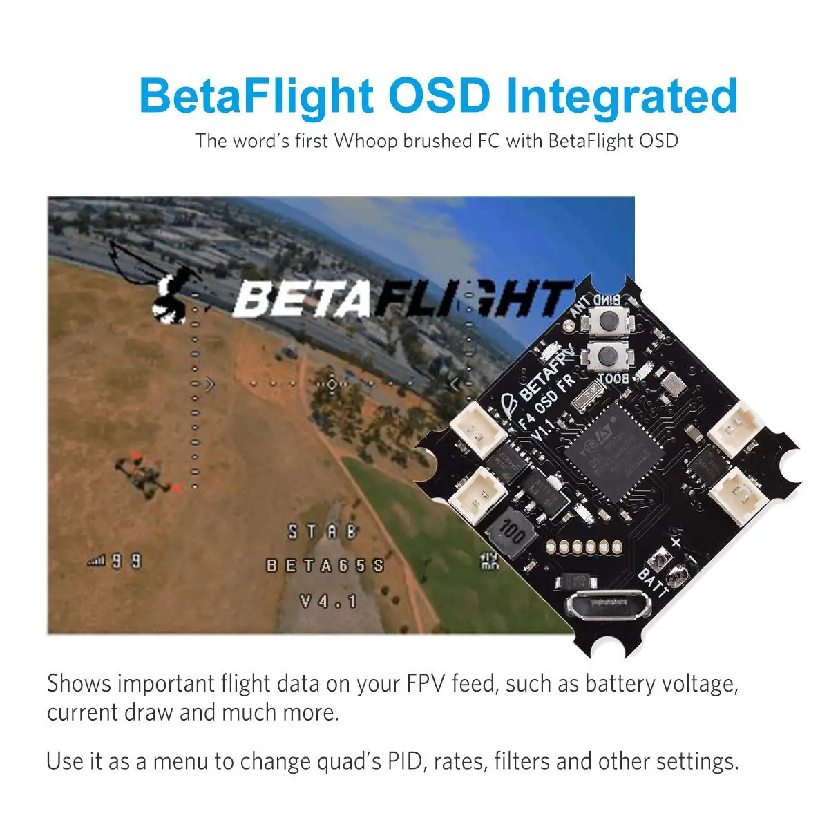 BETAFPV F4 FC 1S Brushed Flight Controller with SPI Frsky Receiver OSD Smart Audio for FPV Tiny Whoop Micro Racing Drone BETAFPV F4 FC 1S Brushed Flight Controller with SPI Frsky Receiver OSD Smart Audio for FPV Tiny Whoop Micro Racing Drone