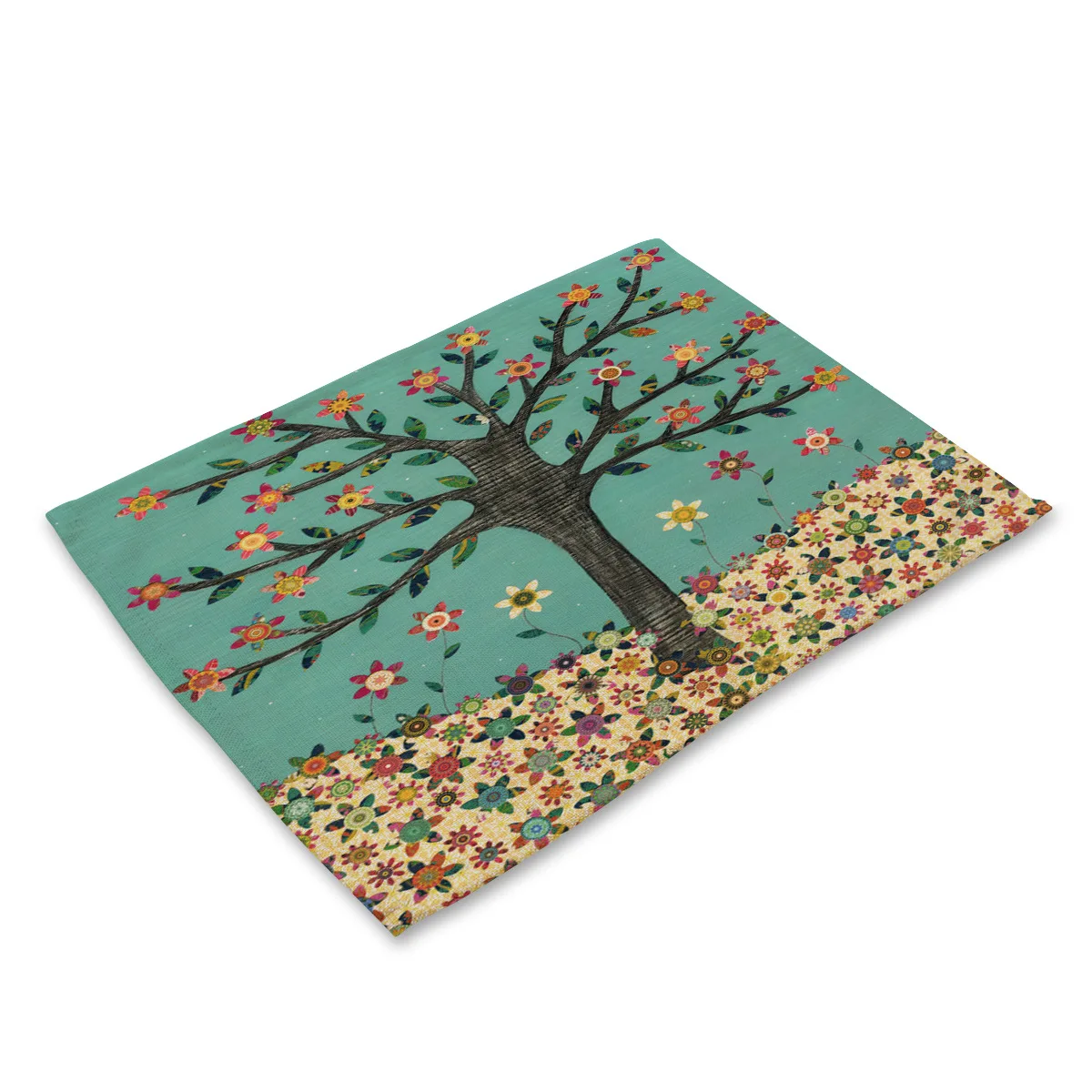 Tree of Life 15 Мультяшное Дерево жизни птица цветочный дизайн кухонные салфетки для обеденного стола льняные прямоугольные аксессуары салфетки-подставки - Цвет: Tree of Life 15