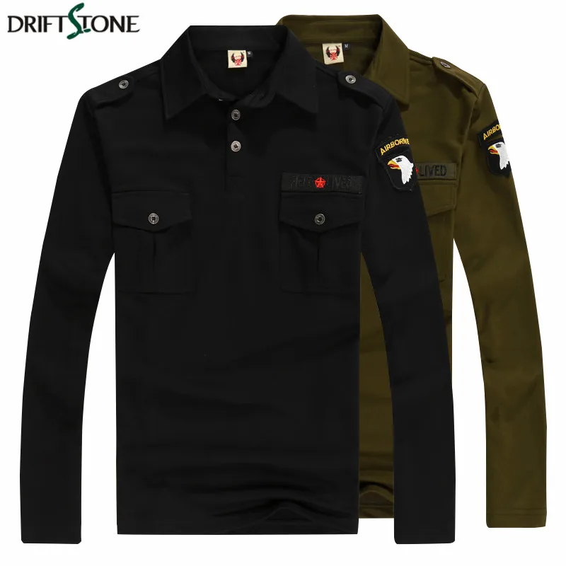 

Mens Military t shirts Casual Long Sleeve Army Combat Tactical T Shirt 100% Cotton Hunt T-shirts Black Army Green Two Colors