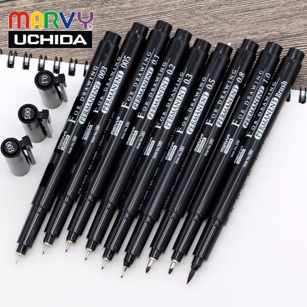 8 шт. Marvy micron pigma кисть эскиз маркеры техническая ручка набор подводки для