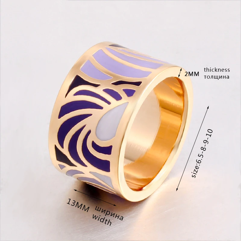 Эмалированные кольца для женщин модель одежды цвет ювелирные изделия кольцо перо узор