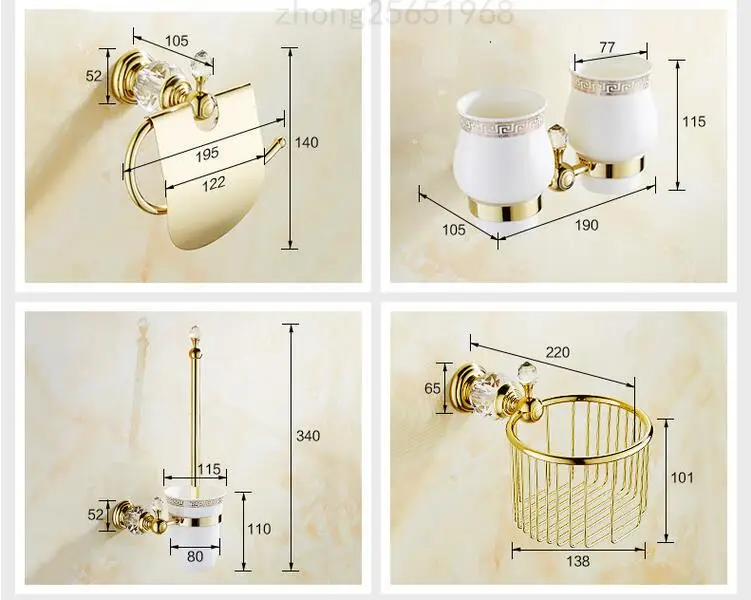 Золотой Кристалл Полотенца стойка Европейский Ванная комната Стойки Аппаратные средства suite Ванная комната Медь Полотенца стойки Полотенца кольцо Аксессуары для ванной комнаты ym057