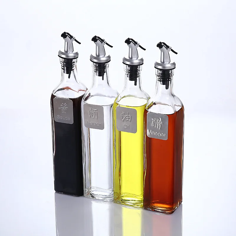 

4Pcs/Set Leakage-proof Kitchen Oil Soy Vinegar Liquor Sauce Storage Bottle 500ml