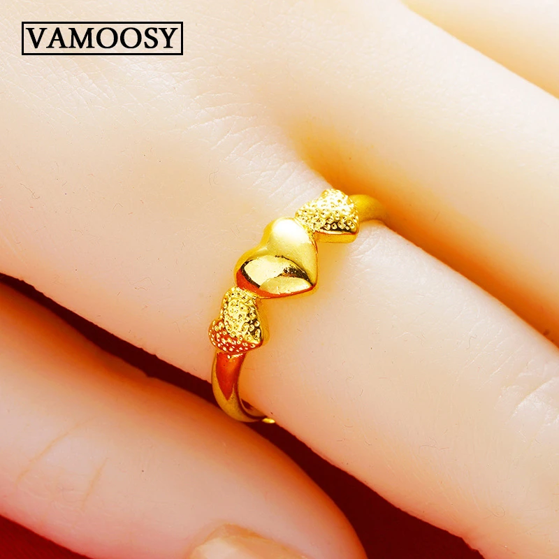 Anillos originales de oro puro de 24K para mujer, anillos con forma de corazón, novedad de 2019, anillo boda fino, anillo de compromiso, Envío Gratis|Anillos| - AliExpress