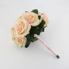 Шампанское и желтый элегантный Букеты Свадебные Люкс Холдинг Цветы ручной работы розы Искусственные цветы Свадебные букеты Быстрая