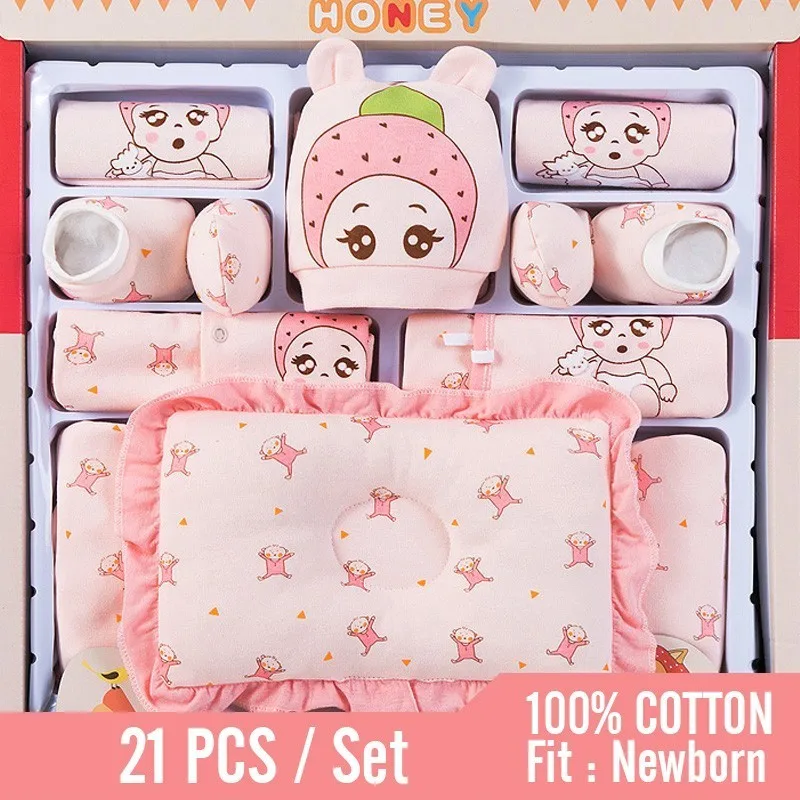 

21pcs/Suit 0-3 Months Baby Clothes 100% Cotton Baby Suit Boy Girl Set Gift Box Newborn Baby Supplies In Spring Summer And Autumn