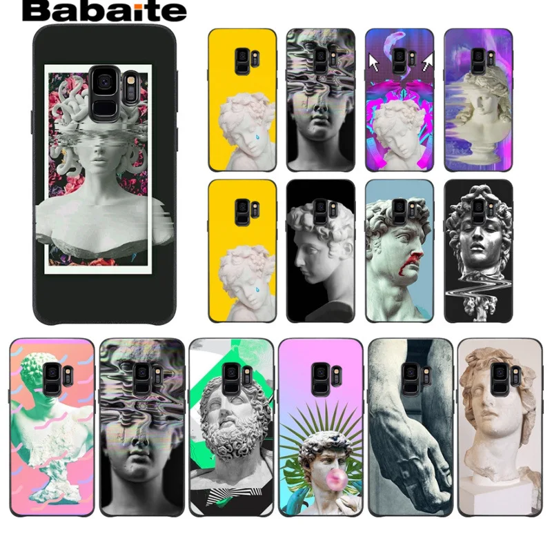 Чехол для телефона Medusa Vaporwave Glitch Art с изображением статуи Микеланджело Давида Samsung