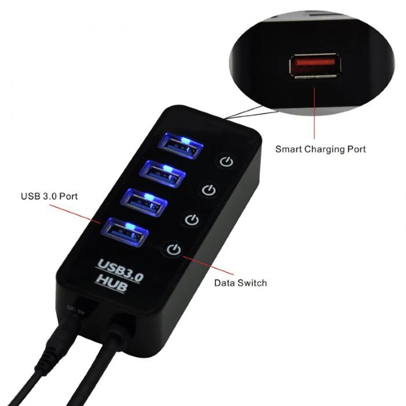 Умное зарядное устройство супер usb хаб с портом передачи данных USB 3 0 + 1 Смарт порт