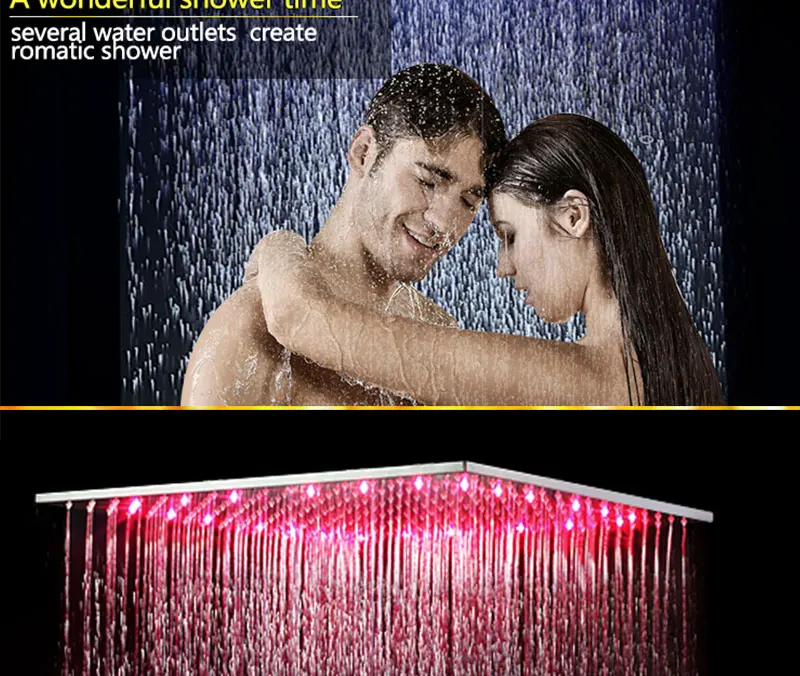 hm Intelligent Digital Display Rain Shower Set Installed in wall 2 Jets LED 24 Rainfall Thermostatic Touch Panel Mixer (9)
