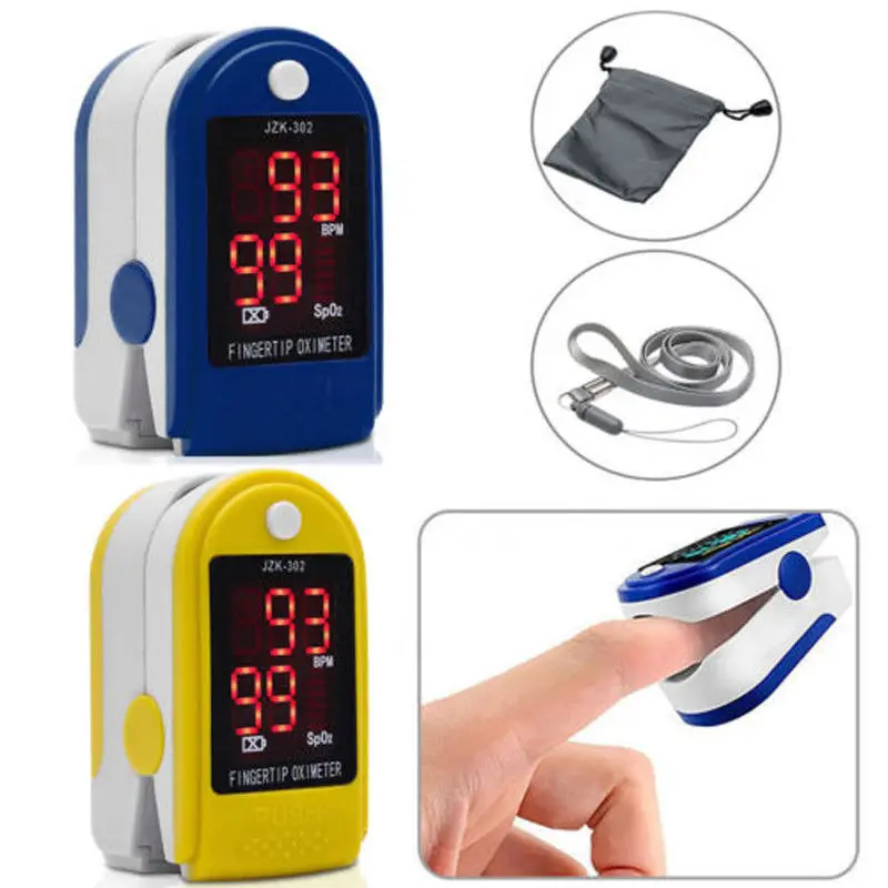 

2019 Details about Finger Tip Pulse Oximeter Sensor Blood Oxygen Level SpO2 PR Heart Rate Monitor Free Pouch&Lanyard