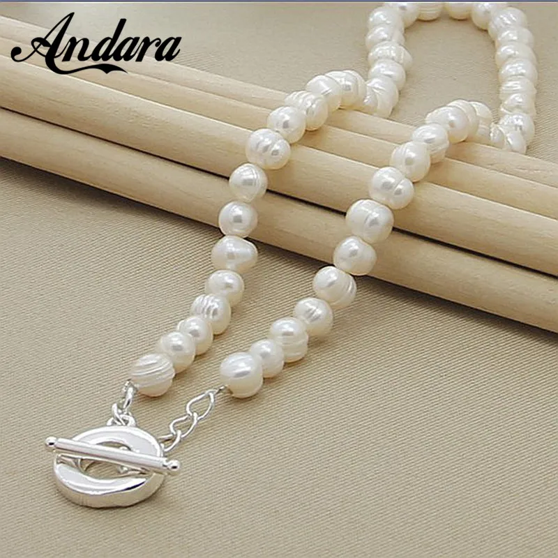 

Top Quality 925 Sterling Silver Fashion Natural Freshwater Pearl Necklaces for Women Wedding Engagement Gifts