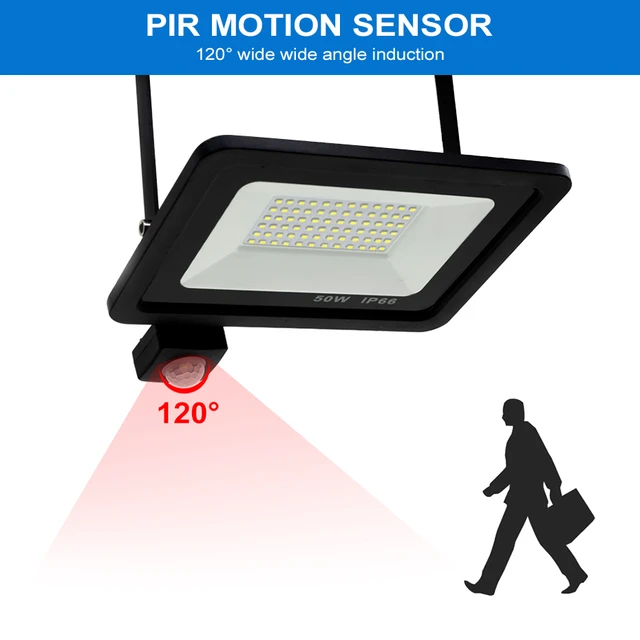 Projecteur LED avec détecteur de mouvement IP66 Spot extérieur Projecteur  LED Extérieur 50W Blanc Chaud