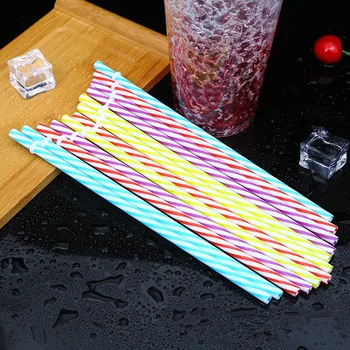 

2000pcs/lot Reusable Biodegradable Distored Color Beverage Hard Plastic Stripe drinking Straws Color random