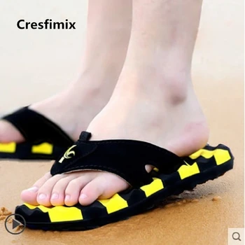 

Cresfimix men fashion anti skid beach flip flops new male cool comfortable yellow flip flops man's spring summer flip flops a421