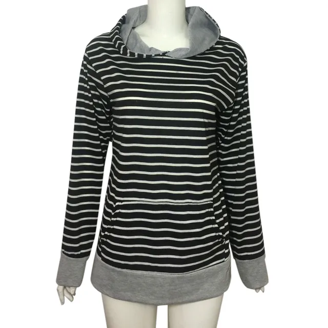 women's striped hooded shirts & tops