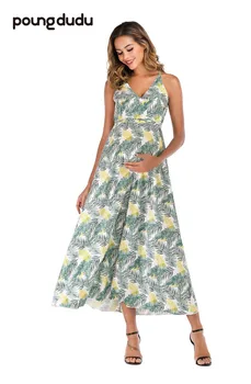 

Poungdudu maternity pregnant women dress women's dress belt waistband sleeveless pregnant women dress long skirt
