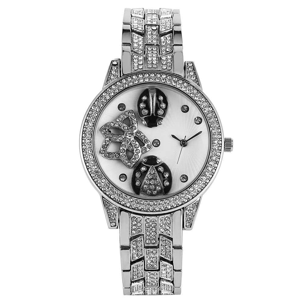 

Women's Watch Quartz Analog Watches Luxury Diamond-encrusted Beetle Relief Watch Alloy Band with Hook Buckle Wristwatch