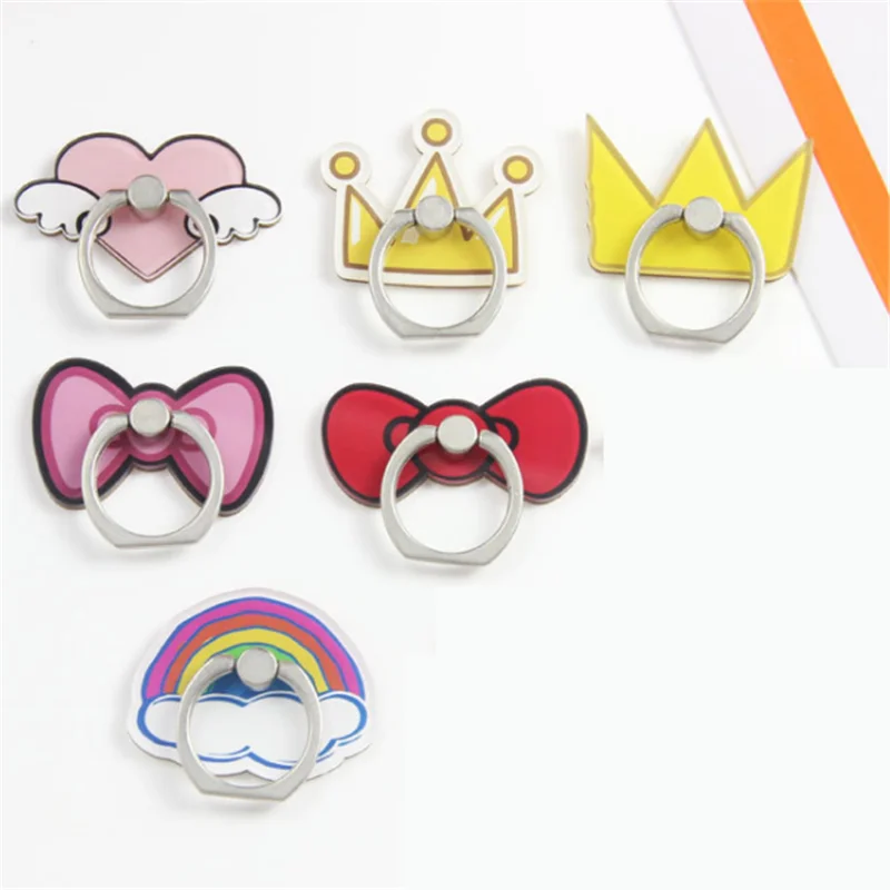 

360 Degree Bow tie Rainbow Crown Cloud Finger Ring Smartphone Stand Holder Mobile Phone Holder Stand For iPhone Huawei All Phone