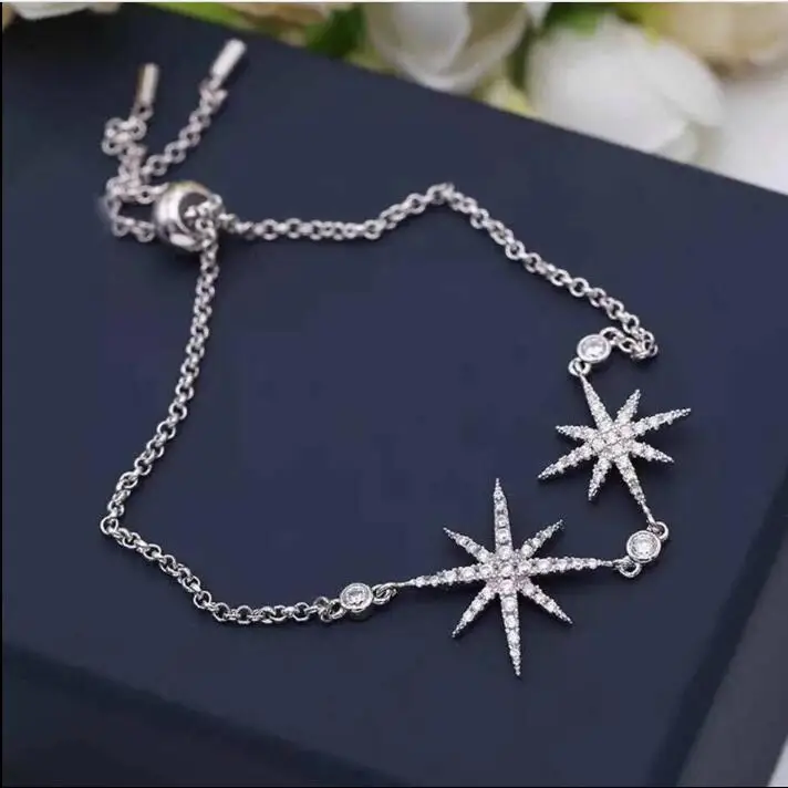 Летний дизайн, CZ цирконий, ожерелье, серьги, кольца, браслет, набор для женщин, модные, Звездные, вечерние, ювелирные изделия KE122 - Окраска металла: Bracelet White