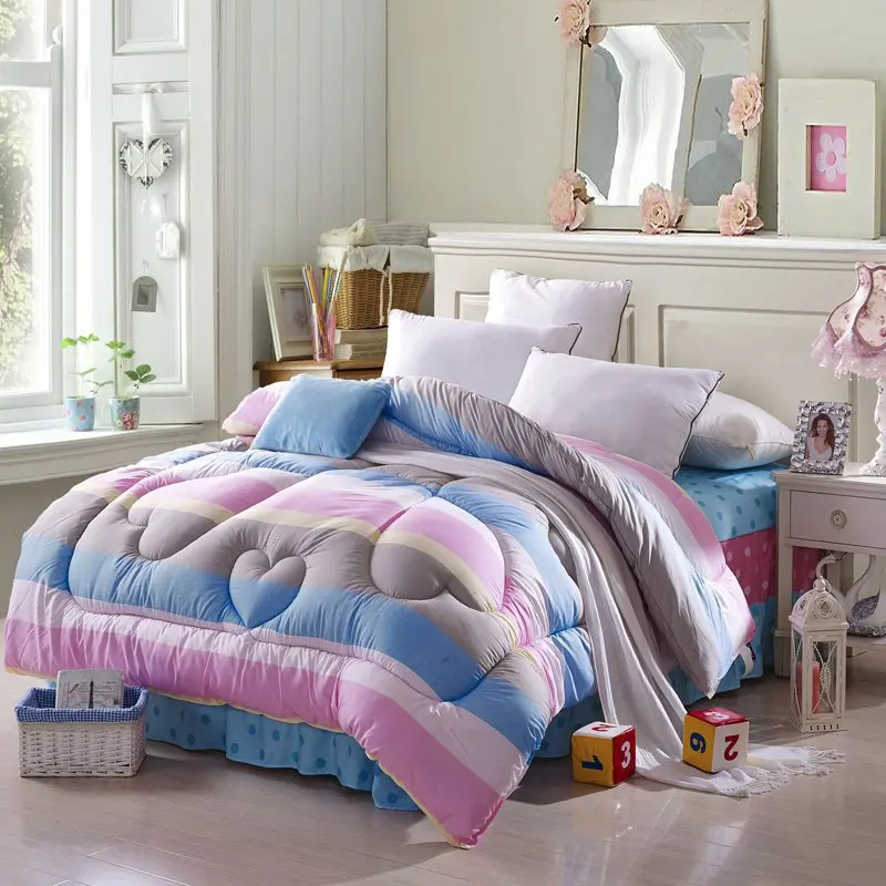 150*200cm Striped Winter Comforter Cartoon Polyester Padded Child Bed Quilt Comforters Warm Soft