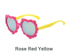 Лаура Фея Мода цветок сердце форма дизайн солнцезащитные очки UV400 защиты дети мальчики девочки солнцезащитные очки oculos infantil - Цвет линз: rose red yellow