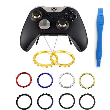 

For Microsoft Xbox One Elite Controller X-ONE E Repair Replacement Chrome custom Thumbstick Circle Accent Rings 2pcs + Crowbar