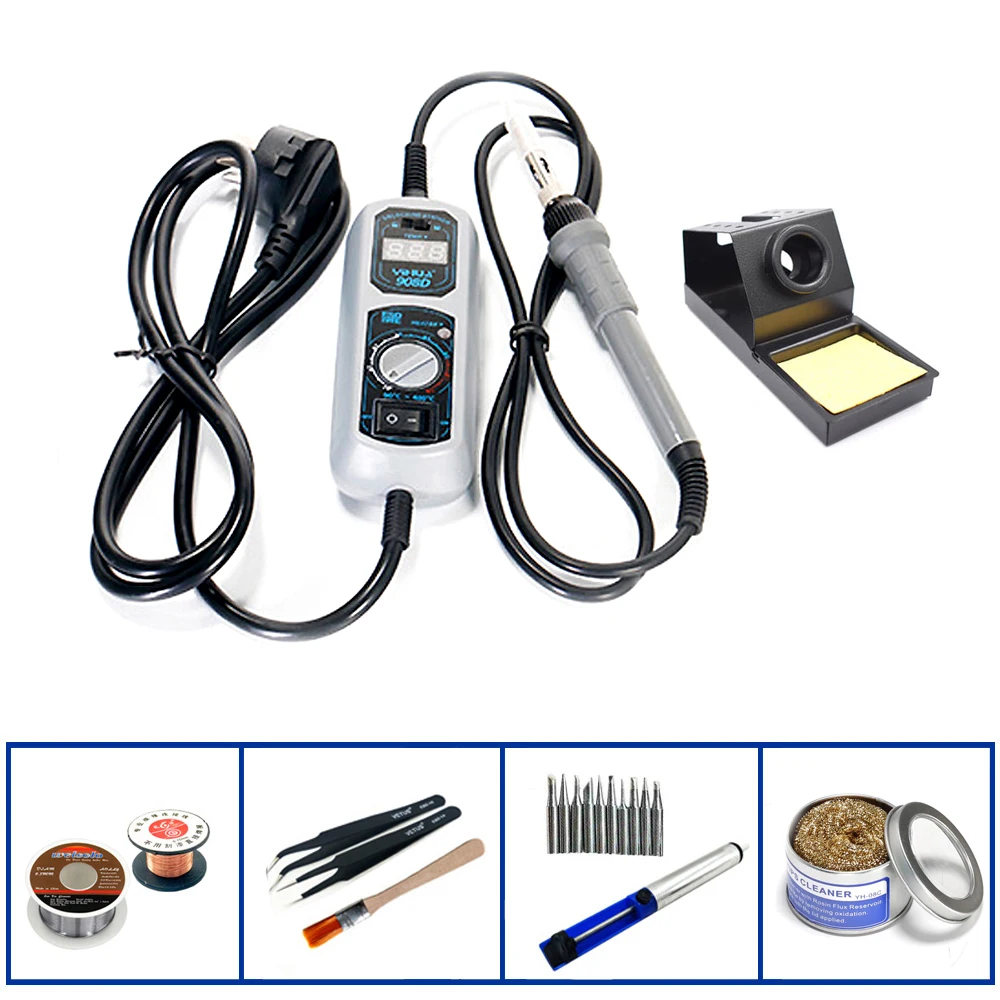 

YIHUA 908D 220V/110V Temperature Adjustable Electric Welding Soldering Iron Portable Precision Element Welding Equipment Tools
