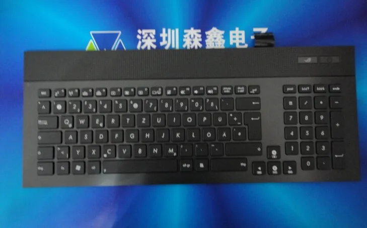 Немецкая клавиатура с подсветкой для Asus G74 G74S G74SX Серебристая Рамка черные