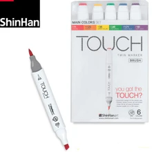 Мягкая художественная маркерная ручка с двумя головками, для кожи, 6/12 цветов, серая маслянистая мультяшная одежда, дизайн, профессиональный подарок