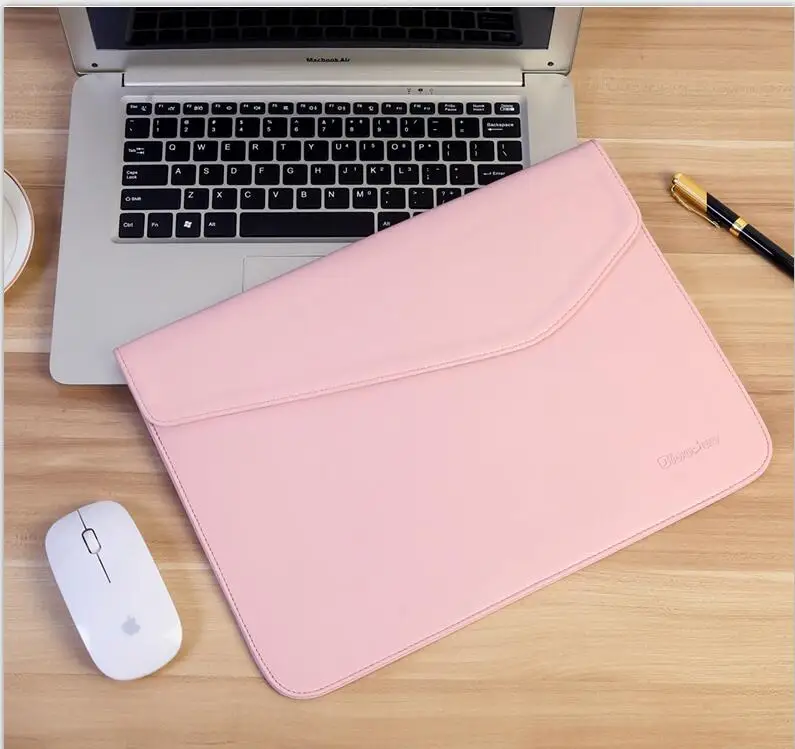 Тонкий чехол из искусственной кожи для ноутбука 13 14 дюймов, чехол для Dell Asus lenovo Hp Ace Macbook Air Pro 13,3 Touch Bar - Цвет: pink