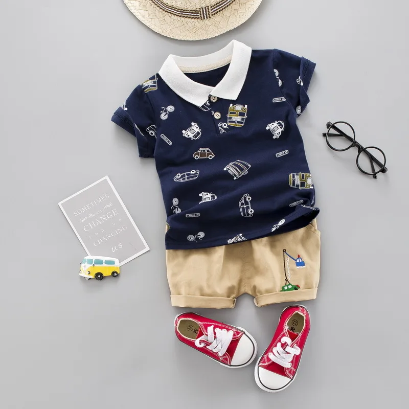 

Kids Clothes Boys Summer Boys Cotton Cartoon Car Kids Boy Clothing Set T-shit + Short Pants