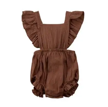 Pudcoco/Одежда для маленьких девочек детский комбинезон для маленьких девочек с оборками, однотонный наряд с комбинезоном без рукавов - Цвет: D