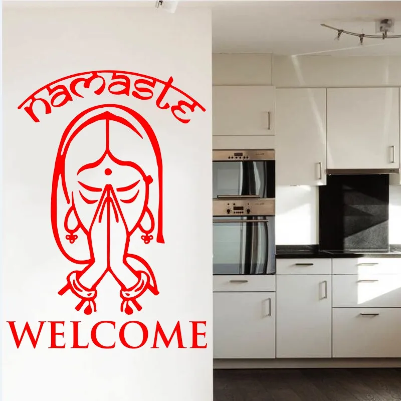 

Home WallStickers Vinyl Decals Indian Yoga Namaste Decal Sticker HomeDoors and windows Art Wall Paper Home Decoration F-56