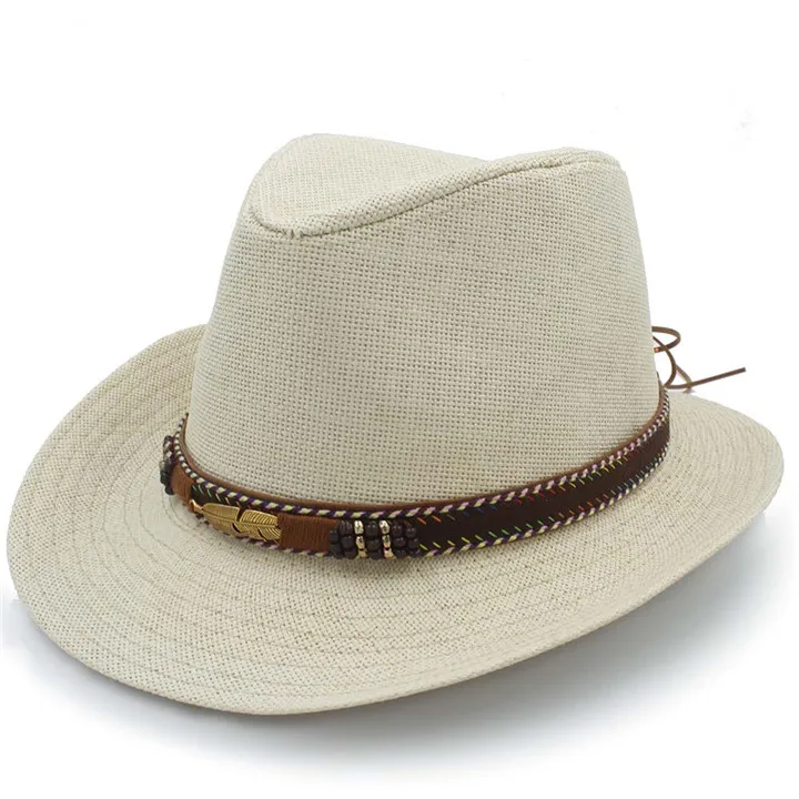 stetson fedora hats Summer Straw Women Men Beach Fedora Hat With Roll Up Brim Cowboy Sombrero Cap Billycock Caps Size 58CM packable fedora Fedoras