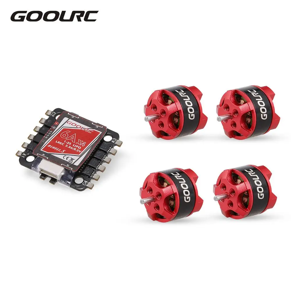 

GoolRC 4in 1 6A ESC BLHeli_S BEC Oneshot125 Multishot and D1104 7500KV Brushless Motor Kit for Racing Quadcopter RC Drone Part