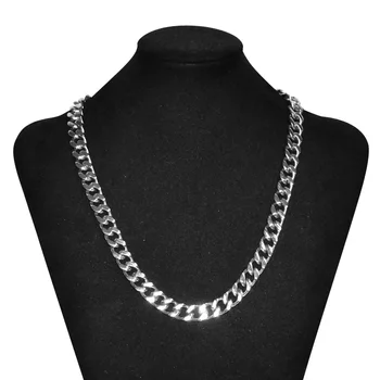 

HIP Hop 24 INCH 12MM CUT Steel Color Titanium Stainless Steel Curb Cuban Link Chain Miami Chain Necklaces for Men Jewelry