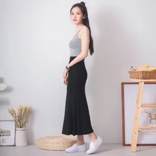 Весна-лето, длинная юбка размера плюс, облегающая, однотонная, с большим низом, из модала, половина скольжения, эластичная талия, подходит ко всему, Нижняя юбка