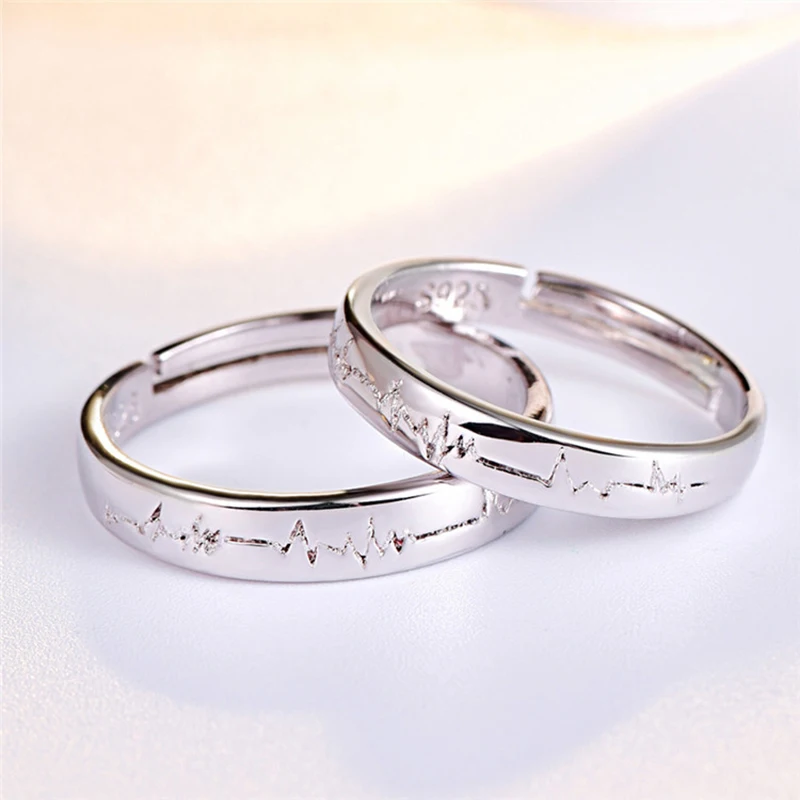 Personalized Stainless Steel ECG rings,Friendship EKG rings, Couple ring Wedding Ring ,Gift for her, Gift for men