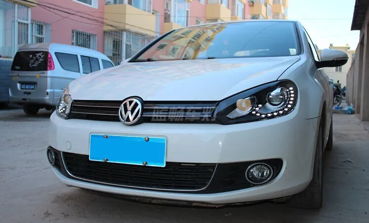 2009-2013 головного света для vw golf 6 ксеноновые фары, автомобильные аксессуары bi xenon объектива 15 светодиодные дневные ходовые огни для vw golf mk6 фар H7 парковки