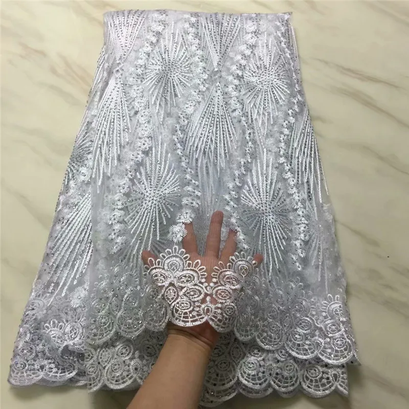 

5Yards High quality African Lace fabric New Design french net lace Hot Selling Nigerian lace fabric for wedding dress HX1342-2