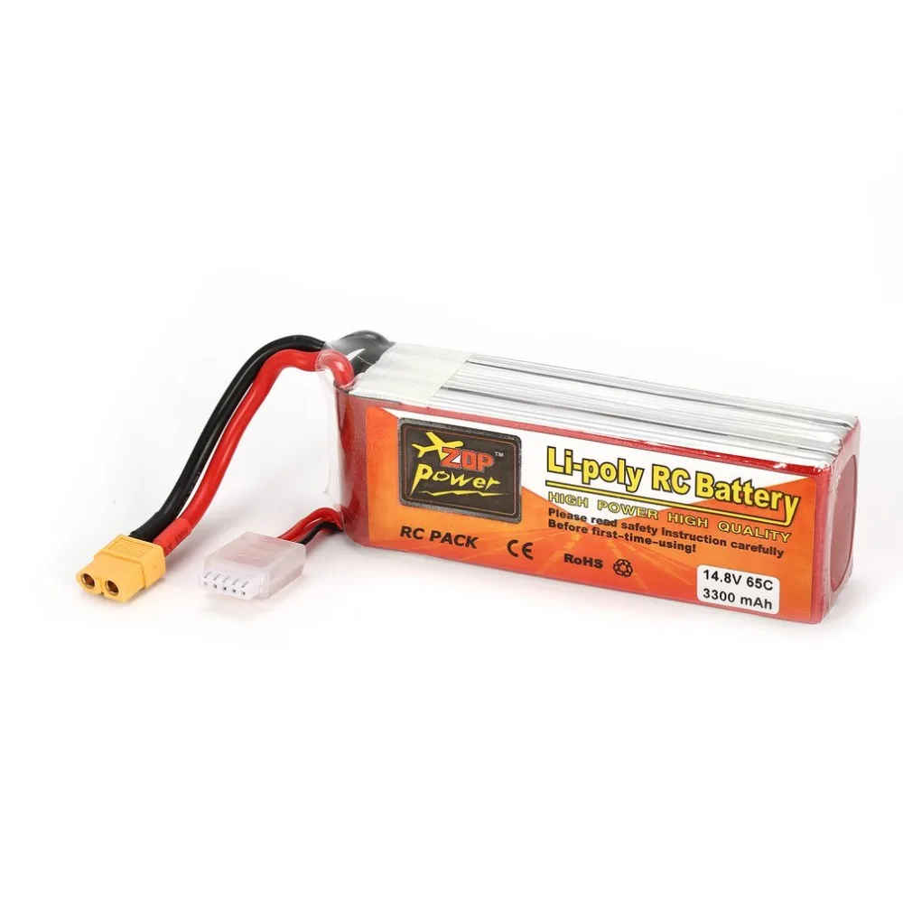 

ZOP Power 14.8V 3300mAh 65C 4S 1P Lipo Battery XT60 Plug Rechargeable for RC Racing Drone Quadcopter Helicopter Car Boat Model